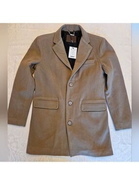 Men's Wool Coat Buttoned 80% Turkish Wool, Beige, Warm, Medium, Snover, NWT